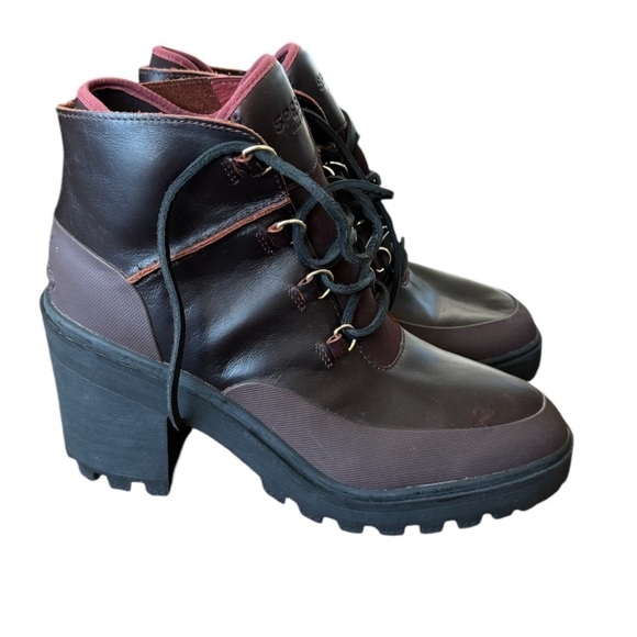 Sperry Pretty Tough Waterproof High-Heeled Boots Rust 10 - Picture 6 of 6